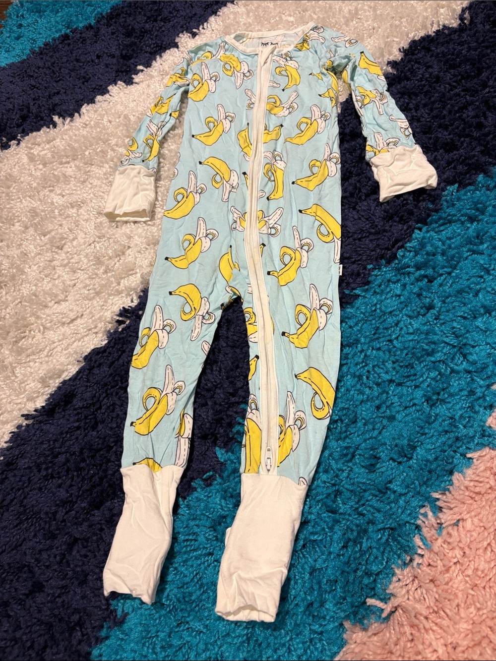 Little Sleepies Light Blue Banana Print Zipper Footie